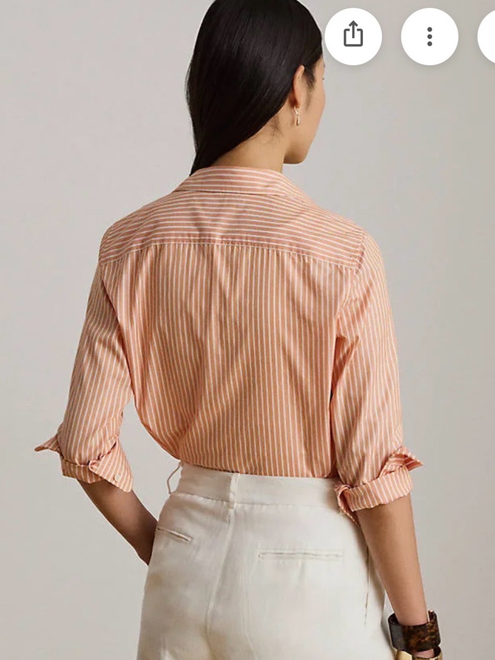 Polo by Ralph Lauren Orange and White Striped Cotton Button-Down Shirt